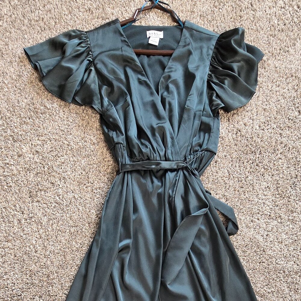 Nicole Miller Green Silk Formal Dress